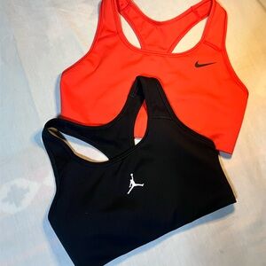 Nike Dri-Fit 2 Pack Sports Bras Womens Size Small - Black and Coral Orange